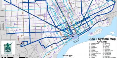 Karte Detroitas Autobusu