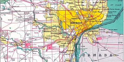 Karte Detroitas priekšpilsētās