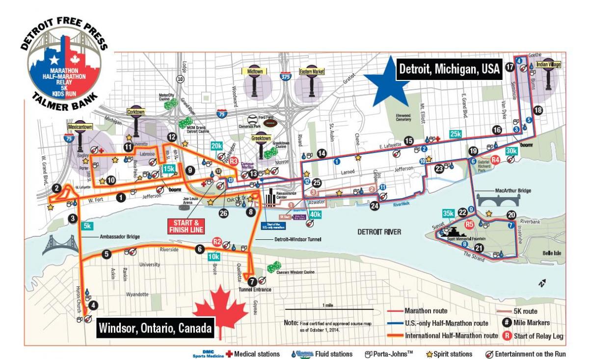 karte Detroitas maratonā