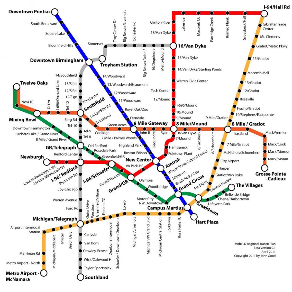 Detroitas tranzīta karte