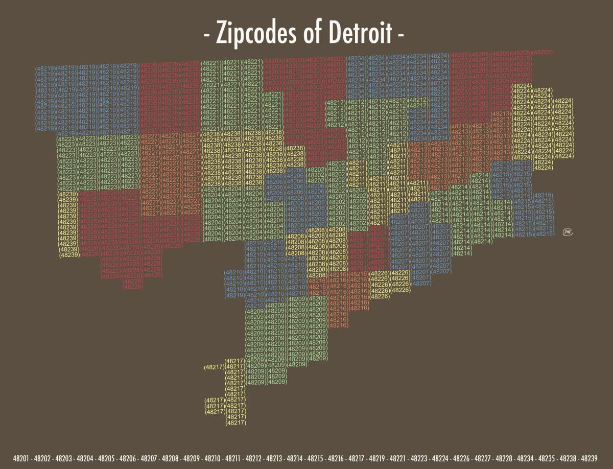 zip kodu karti Detroit