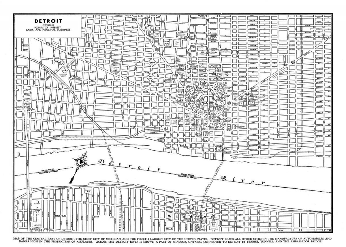 Detroitas Pilsētas ielu karte